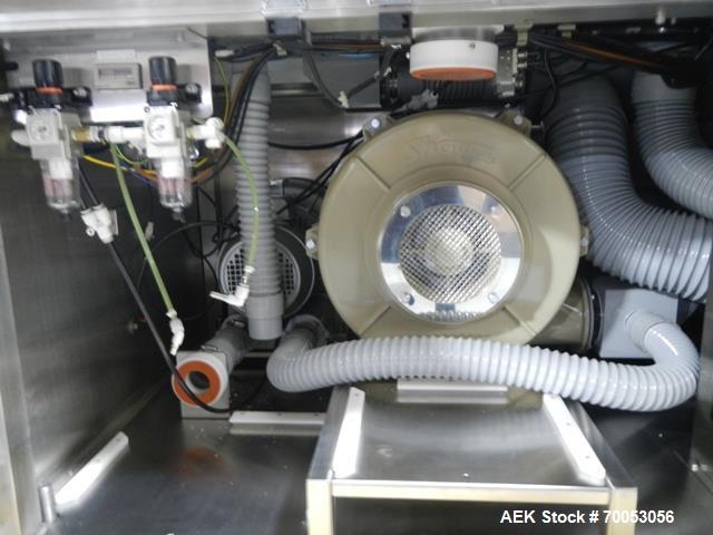 Used Used GEA Daiichi Viswill tablet video inspection system, model TVIS-EX3, rated to speeds of 350,000 tablets/hr through put, designed to handle 5-12 mm diameter to 2-8 mm round tablets, 5-12 mm w...