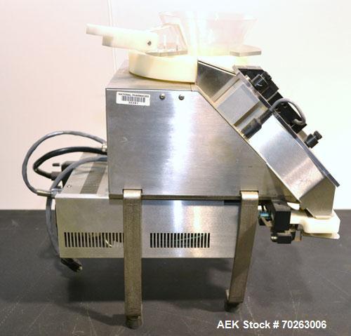 Used Kirby Lester Tablet Counter, Model KL25, Stainless Steel. Count rate 820 per minute. Approximately 7-1/2’’ diameter vibrating bowl feeder, capacity (500) size 3 capsules. Maximum tablet size (0....