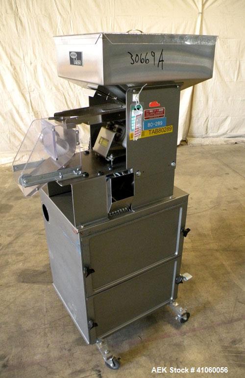 Used Lakso QA Inspection Table Consisting Of: (1) Lakso model 64 feeder, consisting of (1) feed hopper, approximate 1850 cubic inch capacity, (1) Eriez Magnetics model 0 variable speed vibrating sift...