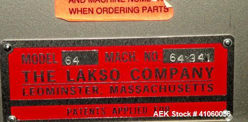 Used Lakso QA Inspection Table Consisting Of: (1) Lakso model 64 feeder, consisting of (1) feed hopper, approximate 1850 cubic inch capacity, (1) Eriez Magnetics model 0 variable speed vibrating sift...