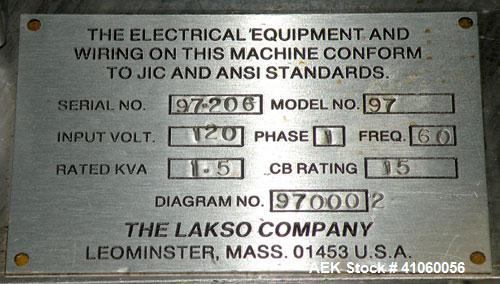 Used Lakso QA Inspection Table Consisting Of: (1) Lakso model 64 feeder, consisting of (1) feed hopper, approximate 1850 cubic inch capacity, (1) Eriez Magnetics model 0 variable speed vibrating sift...
