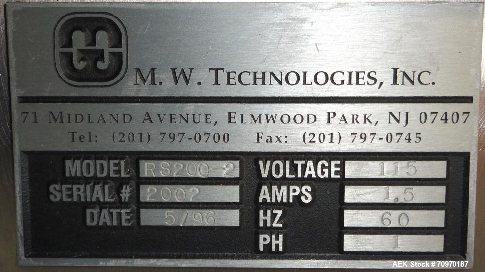 Used M.W. Technologies 2 Lane Tablet Sorter, Model RS200-2