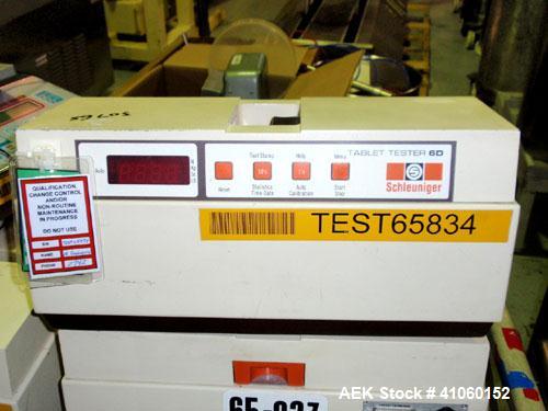 Used Dr. Schleuniger Pharmatron Tablet Hardness Tester, Model 6D. Approximate capacities: 25 tablets/3 minutes. Thickness 0-15 mm (0-0.6’’), diameter 0-35 mm (0-1.4’’), hardness and tolerance 400-500...