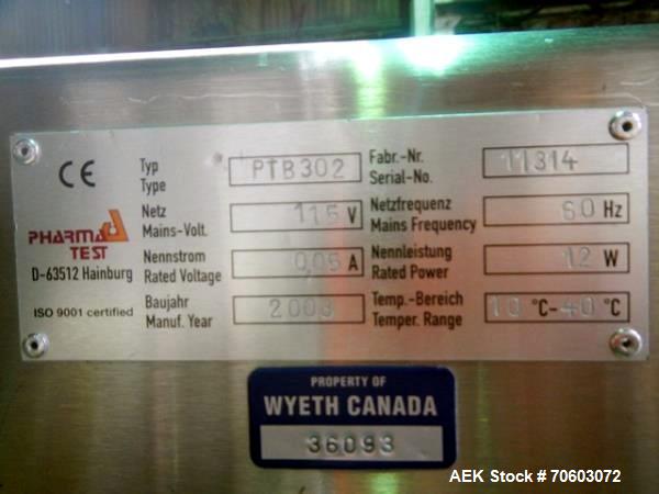 Used Pharma Test hardness tester, model PTB302, serial# 11314