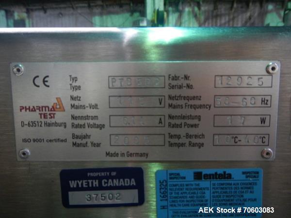 Used- Pharma Test Hardness Tester, Model PTB502