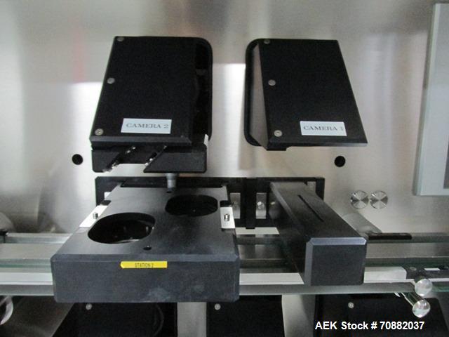 Used Proditec Visitab2 tablet inspection system, rated up to 300,000 tablets per hour, designed to handle multiple shaped tablets from round, oval, triangle, etc, 6 cameras, 2 lane with centrifugal b...