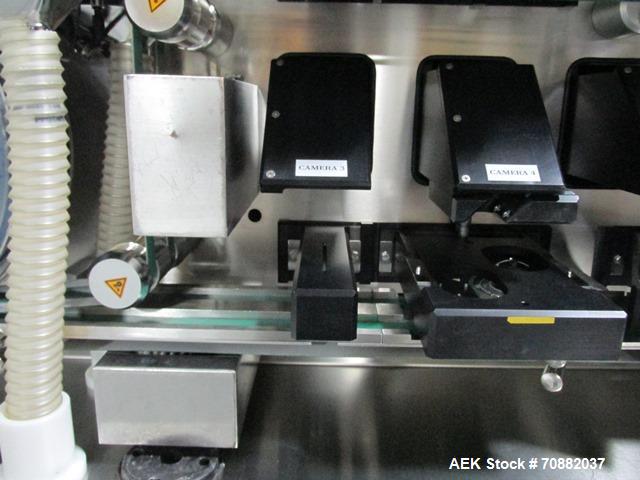 Used Proditec Visitab2 tablet inspection system, rated up to 300,000 tablets per hour, designed to handle multiple shaped tablets from round, oval, triangle, etc, 6 cameras, 2 lane with centrifugal b...