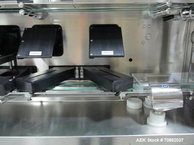Used Proditec Visitab2 tablet inspection system, rated up to 300,000 tablets per hour, designed to handle multiple shaped tablets from round, oval, triangle, etc, 6 cameras, 2 lane with centrifugal b...