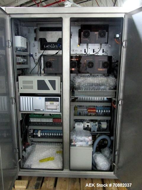 Used Proditec Visitab2 tablet inspection system, rated up to 300,000 tablets per hour, designed to handle multiple shaped tablets from round, oval, triangle, etc, 6 cameras, 2 lane with centrifugal b...