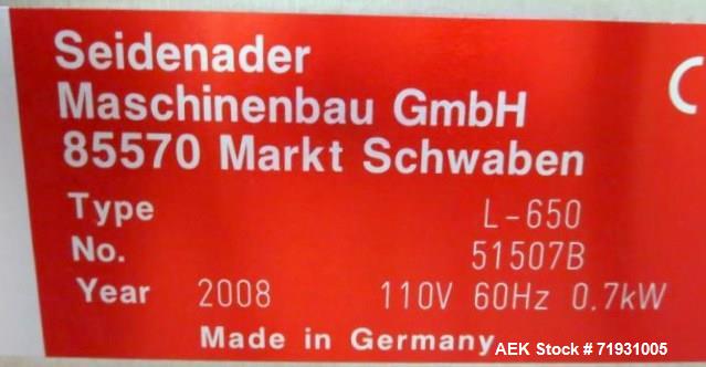 Used Seidenader Oblong Tablet Inspection Unit, Model L-650.