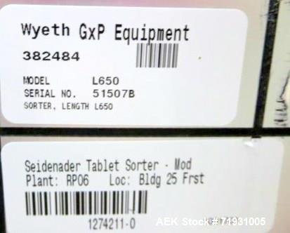 Used Seidenader Oblong Tablet Inspection Unit, Model L-650.