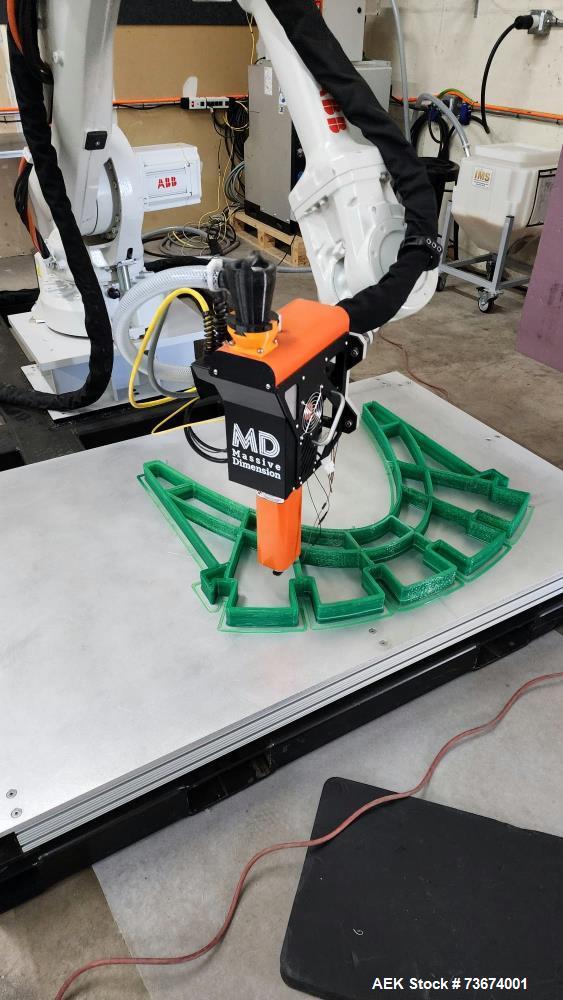 Used Industrial Robotic 3D Printing Cell with ABB IRB 4600 Robot and Massive Dimension MDPE10 Pellet Extruder