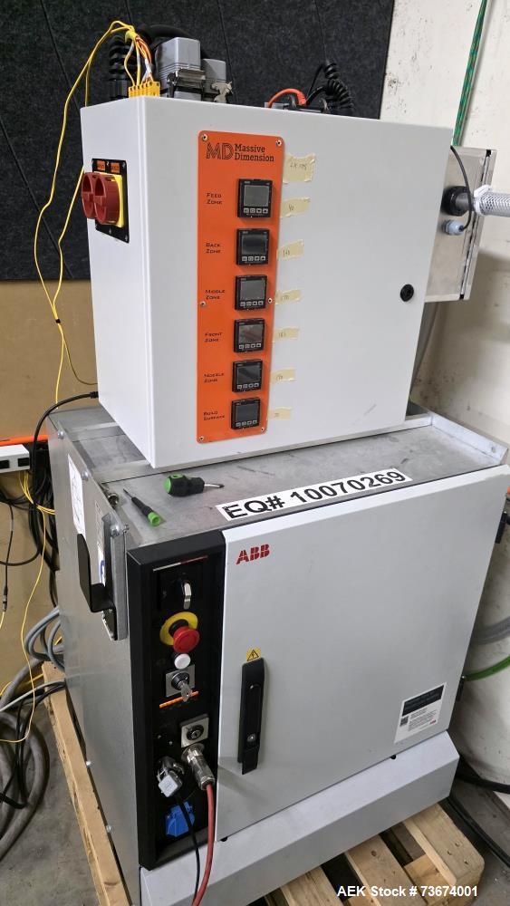 Used Industrial Robotic 3D Printing Cell with ABB IRB 4600 Robot and Massive Dimension MDPE10 Pellet Extruder