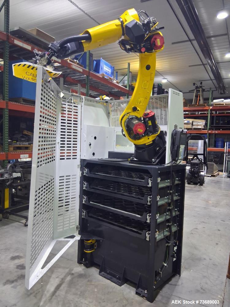 Used AWR Automatic Machine Tending Robotic Cell Model DC-2 with Fanuc M-20iD/25 Robot – Automated CNC Machine Loading System