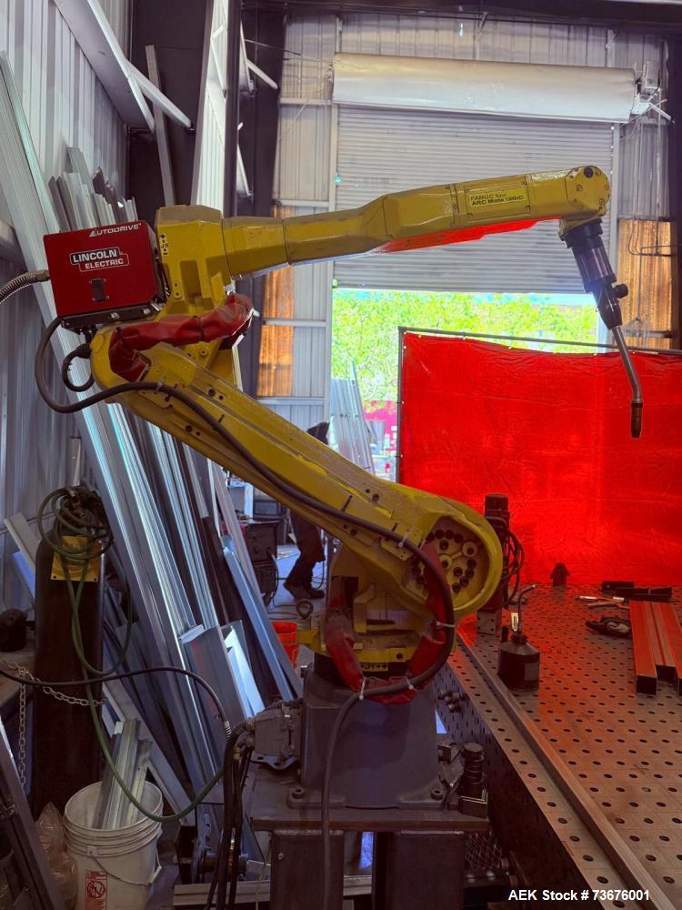 Used FANUC ARC Mate 120iC Robotic Arc Welding System with Lincoln Electric Power Wave i400
