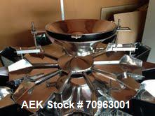 Used Combi Scale 10 Head Scale.  Stainless steel smooth bucket.  Rated up to 140 cycles per mnute.  Includes controls.