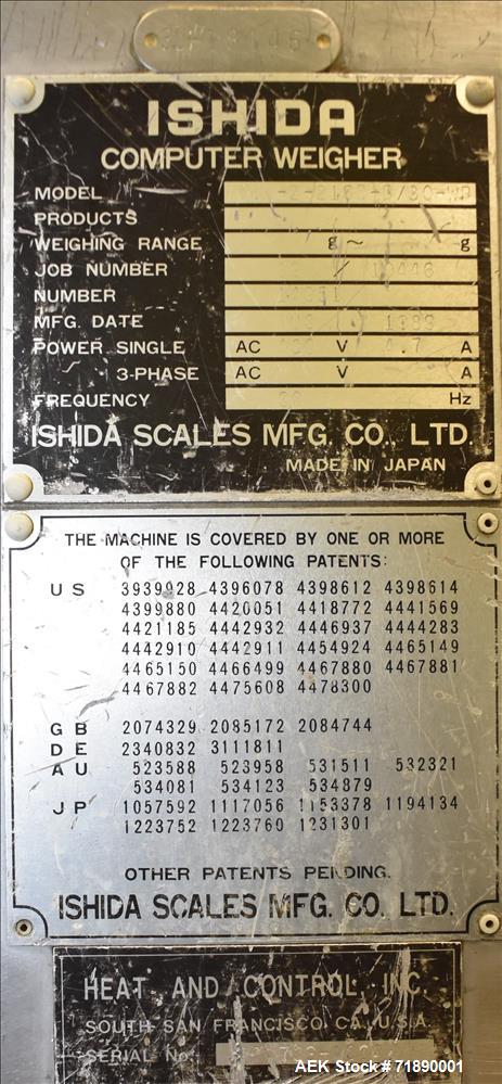 Used Ishida Dimpled/Embossed Bucket Combination Net Weigh Scale