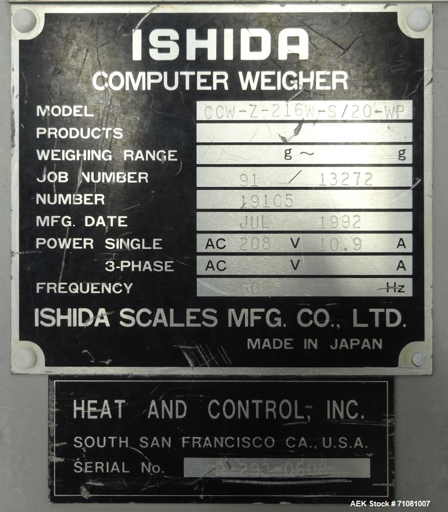 Used Ishida 16 Head Combination Scale, Model CCW-Z-216-WS/20-WP
