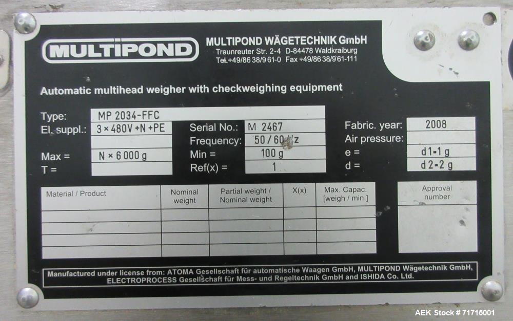 Used- Multipond Model MP2034-FFC Combination Scale