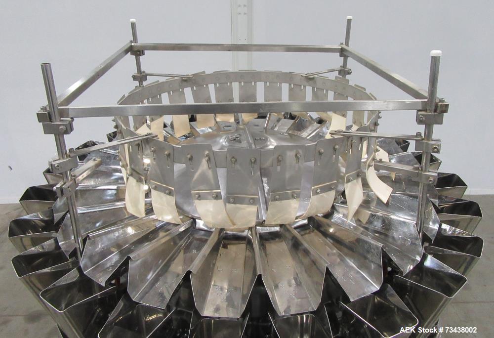 Used Ohlson Model MHW24F 24 Head Combination Scale. Stainless steel construction. Approximate 1.3 liter smooth buckets. Approximate maximum speeds up to 240 bags/min. Approximate weight range 15 - 30...