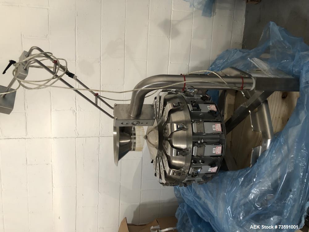 Used Weighpack Primo Combi 14 Head Smooth Bucket Combination Scale. Capable of speeds up to 200 weighs per minute (depending on application. Ha .5 Liter buckets with a weight range: 1 - 454 (grams) w...