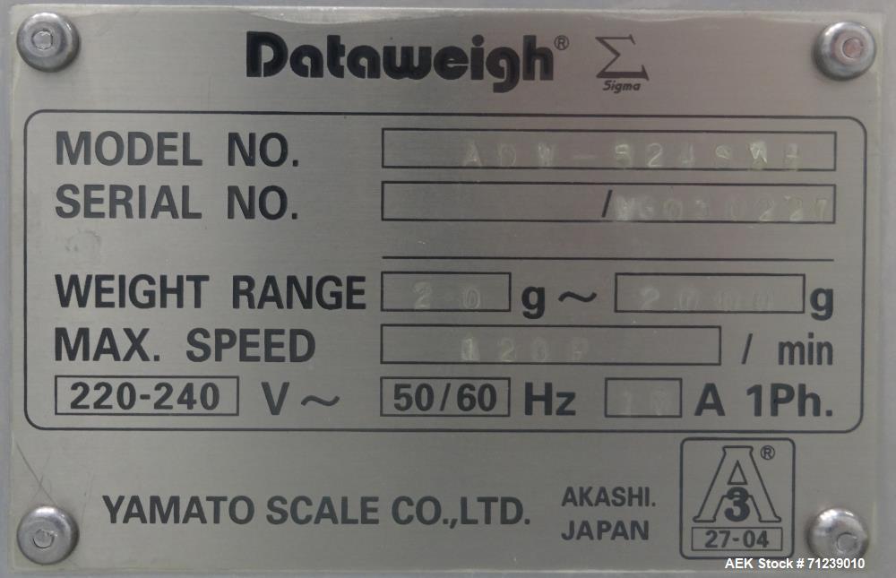 Used Yamato Scale Co Model Dataweigh ADW-524SWU "Sigma" Series Combination Scal