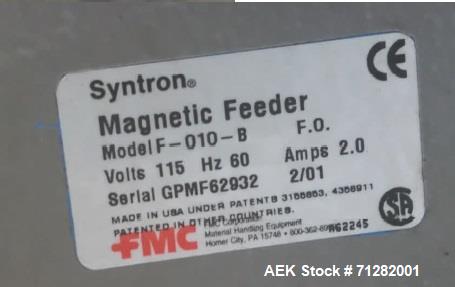 Used Inspired Automation Packaging Systems Weigh Fill Machine. Syntron Magnetic Feeder - Model F-010-B. Manufactured 2001.