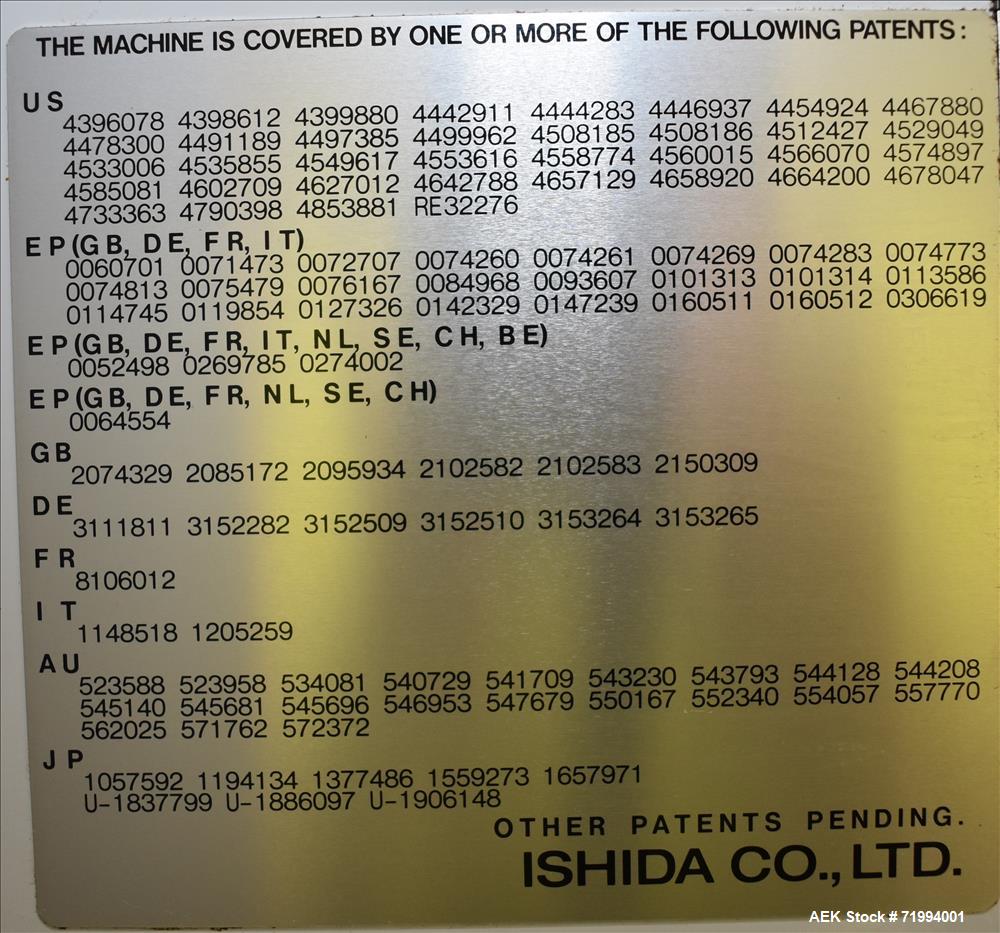 Used Ishida Model CCW-Z-108P-S/01-PB Inline Combination Scale.