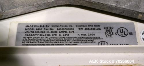 Used Mettler-Toledo Stand Alone Scale, Model 8450. Maximum capacity 30 pounds, readability 0.01 pounds. 17-3/4’’ X 11’’ Stainless steel platform. Digital readout with printer.