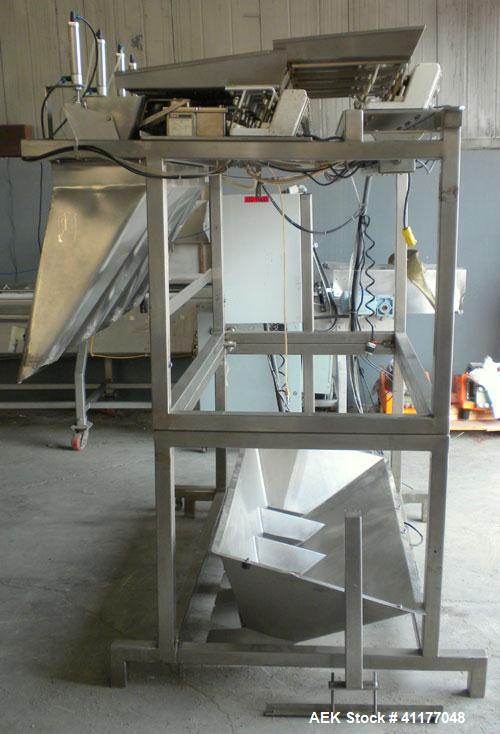 Used Weigh Right PMB-4 net weigher is a four-head scale offering speeds up to 40 fills per minute. Approximately 3-1/2" outlets on 18" centers with a 40" discharge height. The scale is designed to ha...