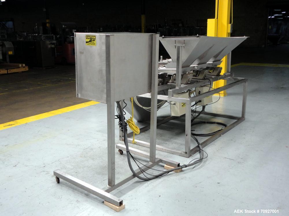 Used Weigh Right PMB-3 Net Weigh Scale System. Capable of speeds up to 45 containers per minute (Depending on product and fill volume). Fill volume range: 3 - 10 lbs, with accuracy of 0 - 0.01 lbs. (...