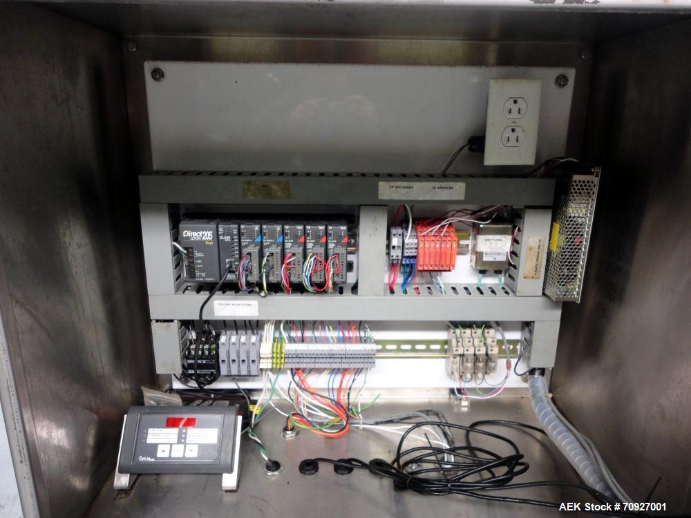 Used Weigh Right PMB-3 Net Weigh Scale System. Capable of speeds up to 45 containers per minute (Depending on product and fill volume). Fill volume range: 3 - 10 lbs, with accuracy of 0 - 0.01 lbs. (...