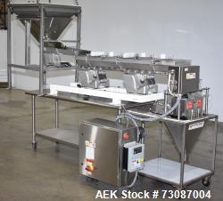 Used- Weigh Right Model IQ-SHUTTLE SP Linear Bulk Dribble Scale. Infeed hopper with Syntron model BF-2-B magnetic feeder. Fe...