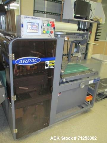 Used Arpac Model L-18 Automatic L-Bar Shrink Wrapper. Capable of speeds up to 40 packages per minute. Variable conveyor speed: 45 - 90 FPM. Product size range: (Width) 1-1/2" - 15" (Length) 4" - 18-1...