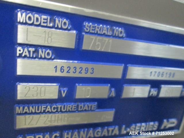 Used Arpac Model L-18 Automatic L-Bar Shrink Wrapper. Capable of speeds up to 40 packages per minute. Variable conveyor speed: 45 - 90 FPM. Product size range: (Width) 1-1/2" - 15" (Length) 4" - 18-1...