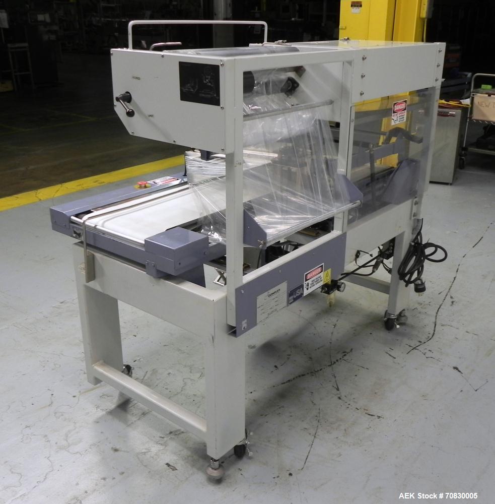 Used Conflex Model E-250 HS Automatic L Bar Sealer and Shrink Wrapper. The model E-250 HS is capable of speeds up to 35 packages per minute. Seal bar is 17" wide x 22" long with max height of 5". Has...