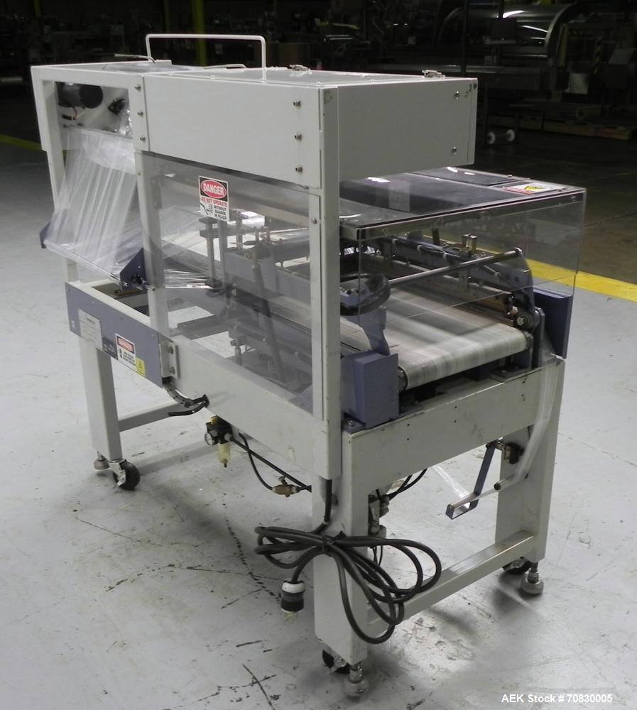 Used Conflex Model E-250 HS Automatic L Bar Sealer and Shrink Wrapper. The model E-250 HS is capable of speeds up to 35 packages per minute. Seal bar is 17" wide x 22" long with max height of 5". Has...