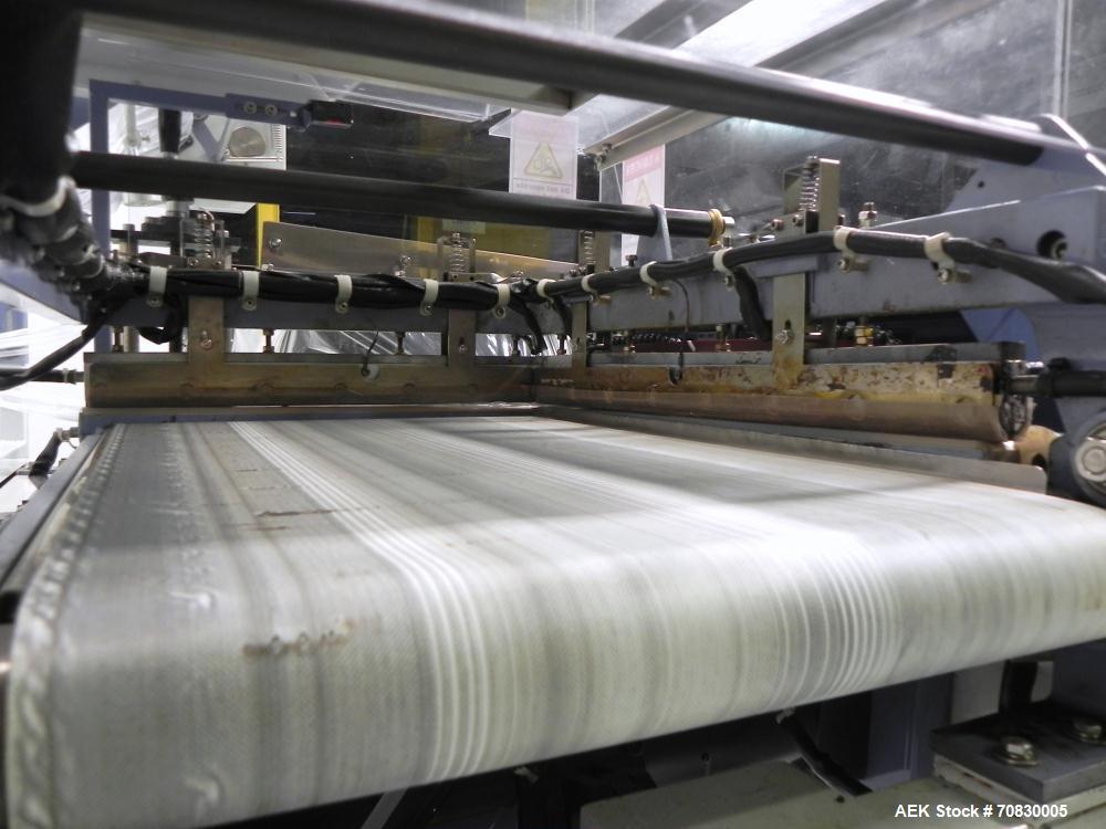 Used Conflex Model E-250 HS Automatic L Bar Sealer and Shrink Wrapper. The model E-250 HS is capable of speeds up to 35 packages per minute. Seal bar is 17" wide x 22" long with max height of 5". Has...