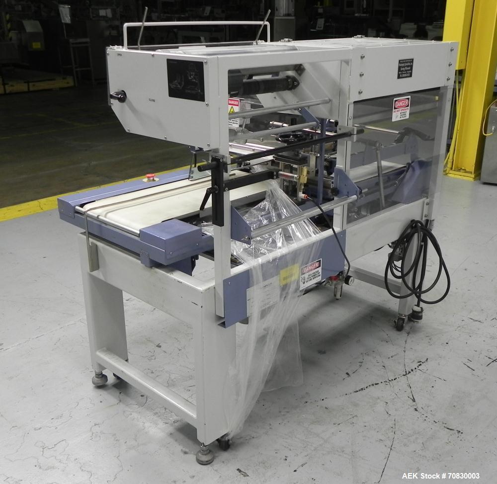 Used Conflex Model E-250 HS Automatic L Bar Sealer and Shrink Wrapper. The model E-250 HS is capable of speeds up to 35 packages per minute. Seal bar is 17" wide x 22" long with max height of 5". Has...