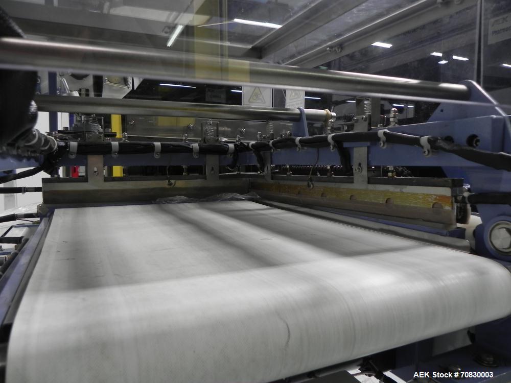 Used Conflex Model E-250 HS Automatic L Bar Sealer and Shrink Wrapper. The model E-250 HS is capable of speeds up to 35 packages per minute. Seal bar is 17" wide x 22" long with max height of 5". Has...
