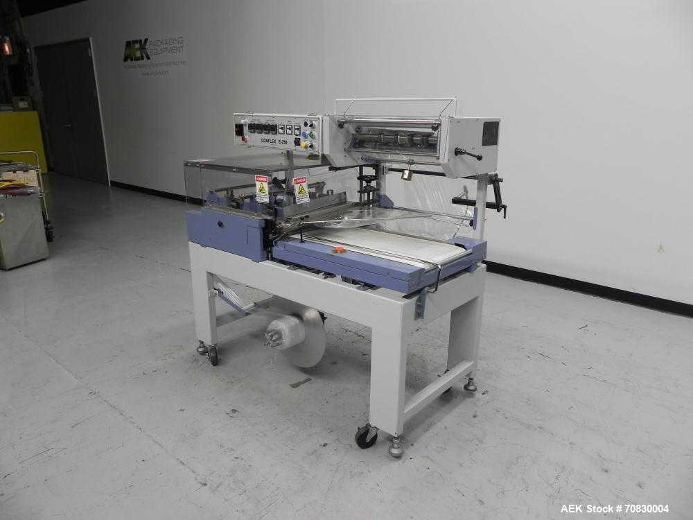 Used Conflex Model E-250 HS Automatic L Bar Sealer and Shrink Wrapper. The model E-250 HS is capable of speeds up to 35 packages per minute. Seal bar is 17" wide x 22" long with max height of 5". Has...