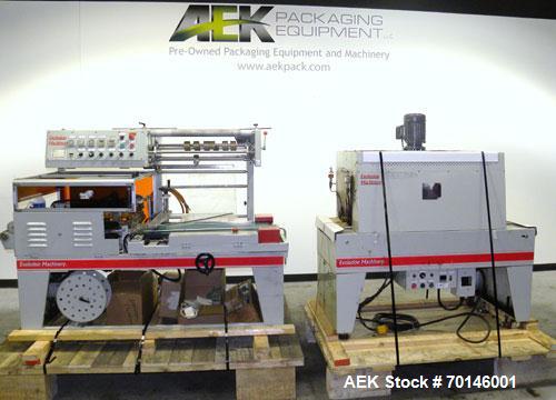 Used Evolution Machinery Automatic L-Bar Sealer and Shrink Tunnel