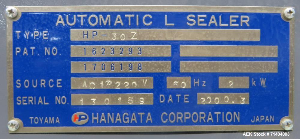 Used Arpac Hanagata Model HP-30Z Automatic L Bar Sealer