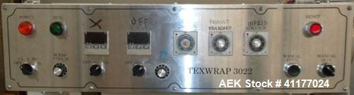 Used Texwrap Automatic L Bar Sealer, Model 3022VS4. Capable of speeds up to 45 packages per minute. Has a package size range: width 2-3/4" to 20", length 4" to 29" and up to 9" high. Has auto infeed,...