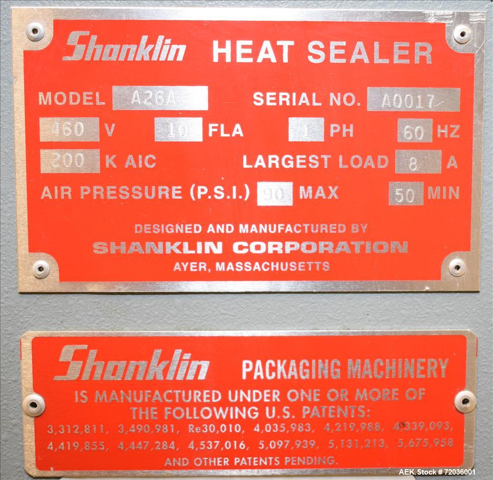Used Shanklin Automatic L-Bar Sealer, Model A26A