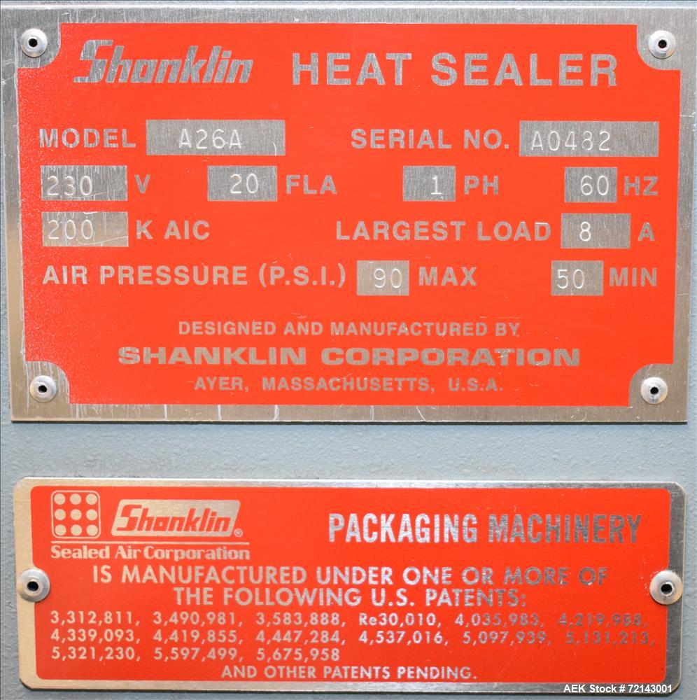 Used Shanklin Model A26A Automatic L-Bar Sealer.
