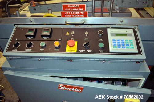 Used Shanklin A27A Automatic L bar Sealer capable of speeds up to 35 packages per minute.Has hot knife seal and a package size range:length 4" to 31", width up to 30", height up to 8".Max film size o...