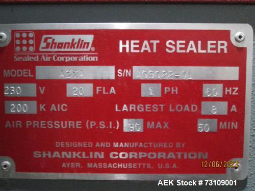 Shanklin Model A27A automatic L-Bar Sealer