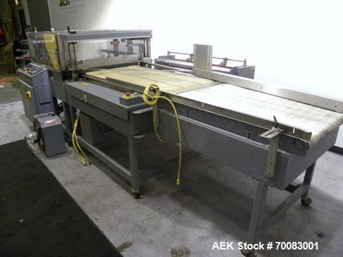 Used ShanklinAutomatic L Bar Sealer, Model A28A. Capable of speeds up to 25 Packages per minute. Seal size 31" wide x 43" long. Has hot knife seal and a package size range: (length) 7-1/2" to 41" (wi...