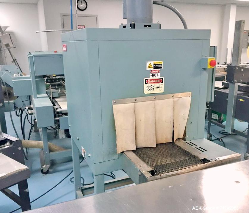 Used Shanklin M-22 Multi-Packer L-Sealer Shrink Wrapper with T6H Tunnel. Package speeds up to 25 bundles per minute (single stroke). Max seal area: 15" w x 24" l, minmum product length: 1.5". Maximum...